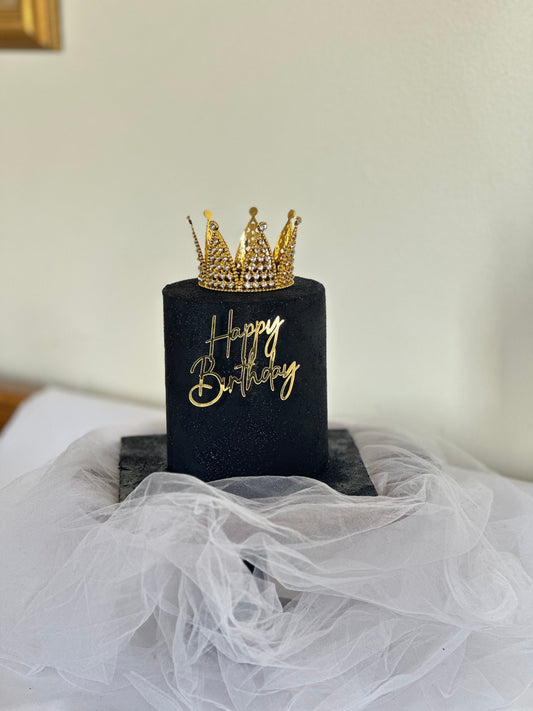 Black Glitter Cake with Crown