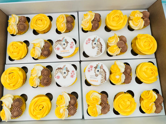 Personalized Giraffe themed cupcakes (x24)