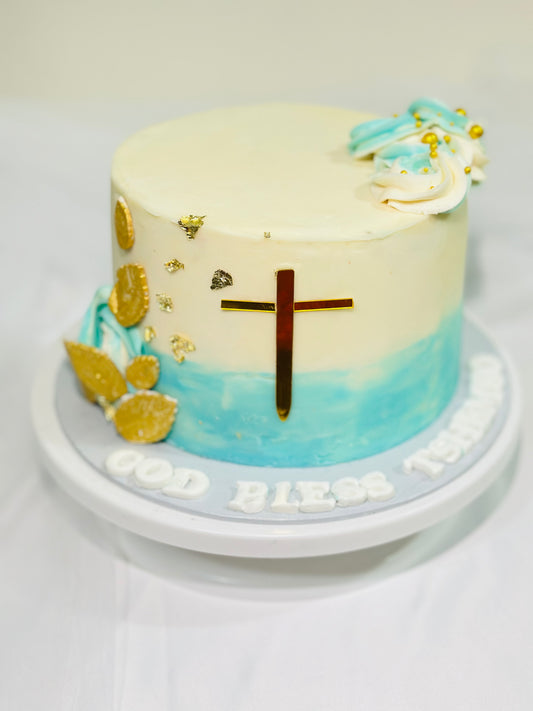 Blue and White Christening Cake