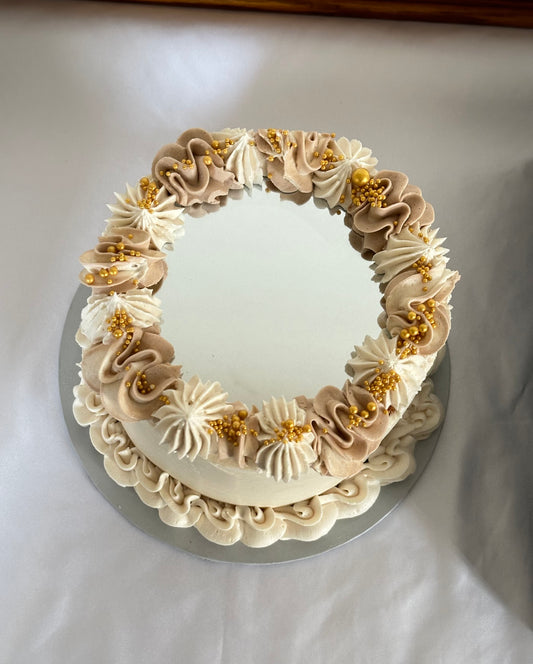 Nude and Cream Colour Mirror Cake